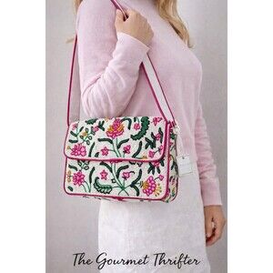 Viral Beaded Shoulder Bag Stacy Blue and White Floral NWT